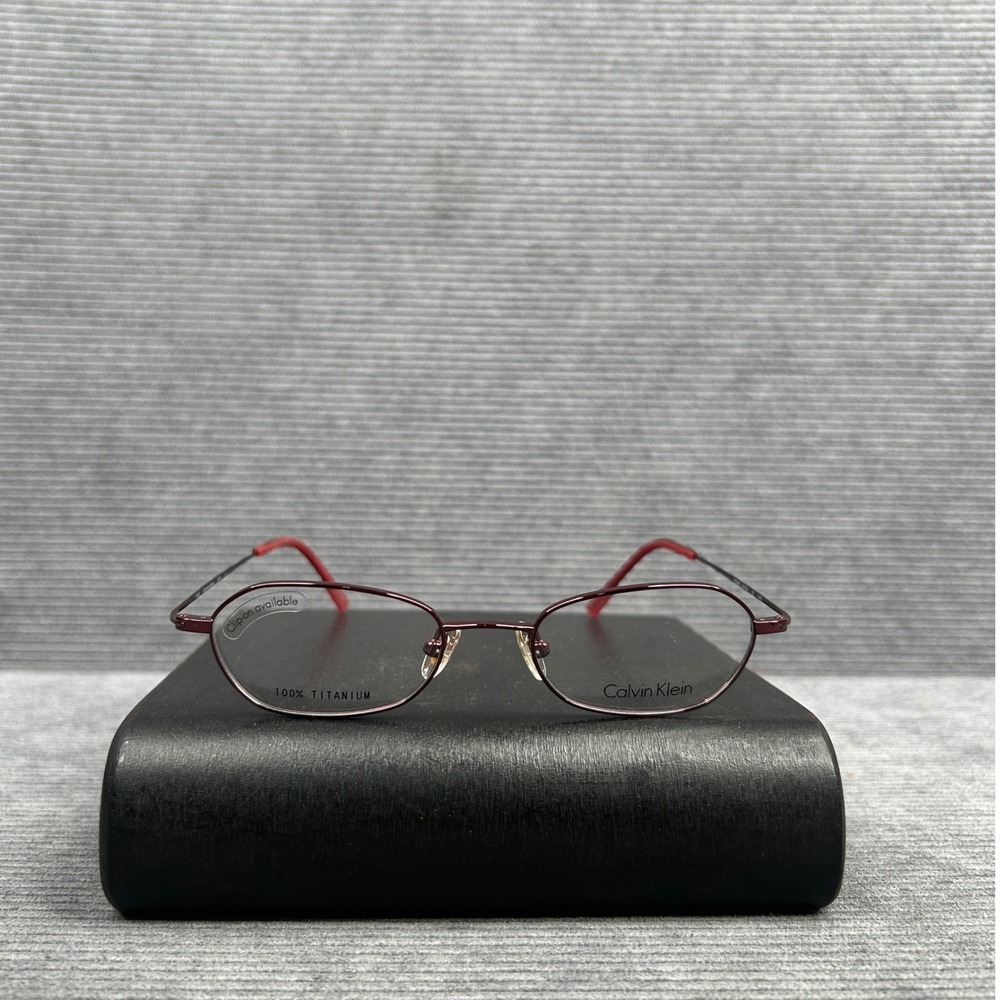 Calvin Klein 531 7 Burgundy Titanium Oval y2k Eyeglasses Frames 47-19-140 Japan